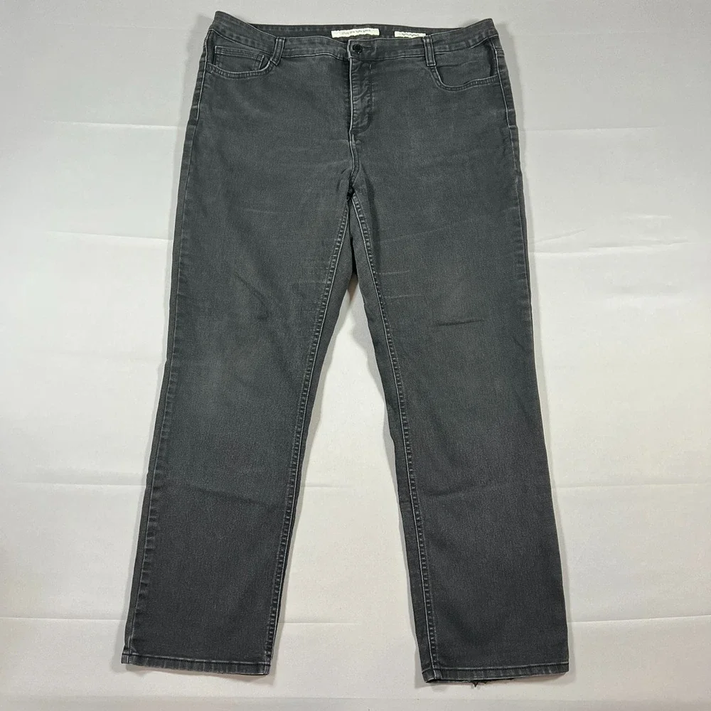 Jones New York Sutton Straight Jeans Womens 18W Black Denim Cotton High Rise